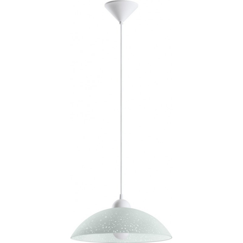 24,95 € Free Shipping | Hanging lamp Eglo Vetro 60W Conical Shape Ø 35 cm. Living room, kitchen and dining room. Classic Style. Plastic, glass and satin glass. White Color