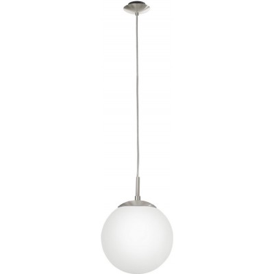 Hanging lamp Eglo Rondo 60W Spherical Shape Ø 20 cm. Living room and dining room. Classic Style. Steel, glass and opal glass. White, nickel and matt nickel Color
