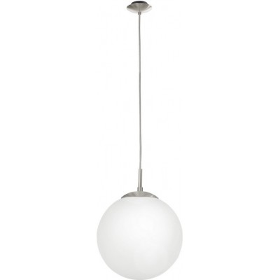 Hanging lamp Eglo Rondo 60W Spherical Shape Ø 25 cm. Living room and dining room. Classic Style. Steel, Glass and Opal glass. White, nickel and matt nickel Color