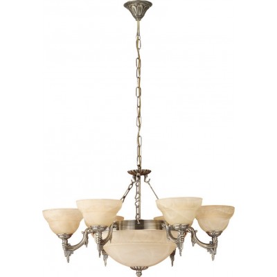 551,95 € Free Shipping | Chandelier Eglo Marbella 540W Conical Shape Ø 74 cm. Living room and dining room. Retro, vintage and classic Style. Metal casting and Glass. Champagne, brown and oxide Color