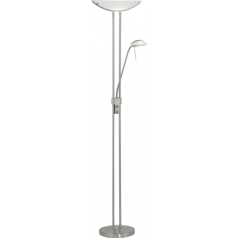 165,95 € Free Shipping | Floor lamp Eglo Baya 263W Conical Shape 180×44 cm. Dining room, bedroom and office. Modern, sophisticated and design Style. Steel, Glass and Satin glass. White, nickel and matt nickel Color