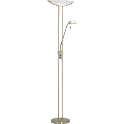 165,95 € Free Shipping | Floor lamp Eglo Baya 263W Conical Shape 180×44 cm. Dining room, bedroom and office. Modern, sophisticated and design Style. Steel, glass and satin glass. White, brown and oxide Color