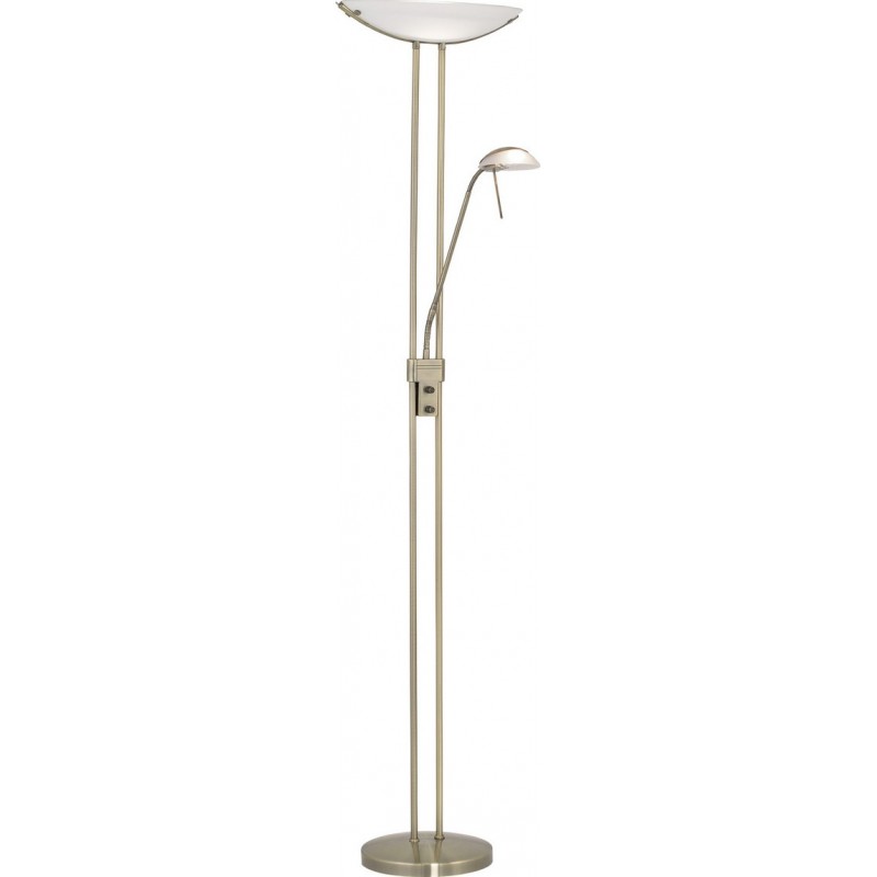 165,95 € Free Shipping | Floor lamp Eglo Baya 263W Conical Shape 180×44 cm. Dining room, bedroom and office. Modern, sophisticated and design Style. Steel, Glass and Satin glass. White, brown and oxide Color