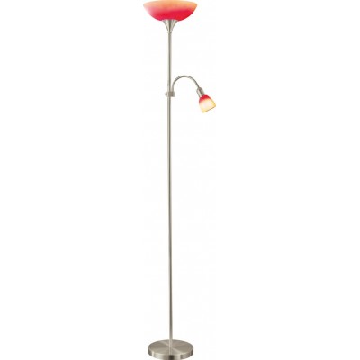 Floor lamp Eglo Up 4 85W Conical Shape Ø 30 cm. Dining room, bedroom and office. Modern, sophisticated and design Style. Steel and glass. Orange, nickel, matt nickel and red Color