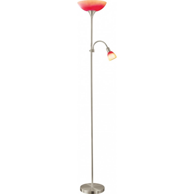 59,95 € Free Shipping | Floor lamp Eglo Up 4 85W Conical Shape Ø 30 cm. Dining room, bedroom and office. Modern, sophisticated and design Style. Steel and glass. Orange, nickel, matt nickel and red Color