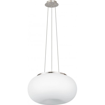 吊灯 Eglo Optica 120W 球形 形状 Ø 44 cm. 客厅 和 饭厅. 经典的 风格. 钢, 玻璃 和 蛋白石玻璃. 白色的, 镍 和 亚光镍 颜色