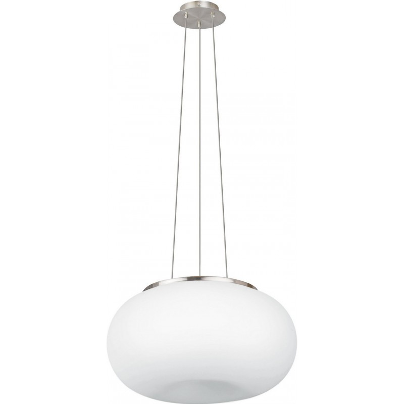 209,95 € Free Shipping | Hanging lamp Eglo Optica 120W Spherical Shape Ø 44 cm. Living room and dining room. Classic Style. Steel, glass and opal glass. White, nickel and matt nickel Color