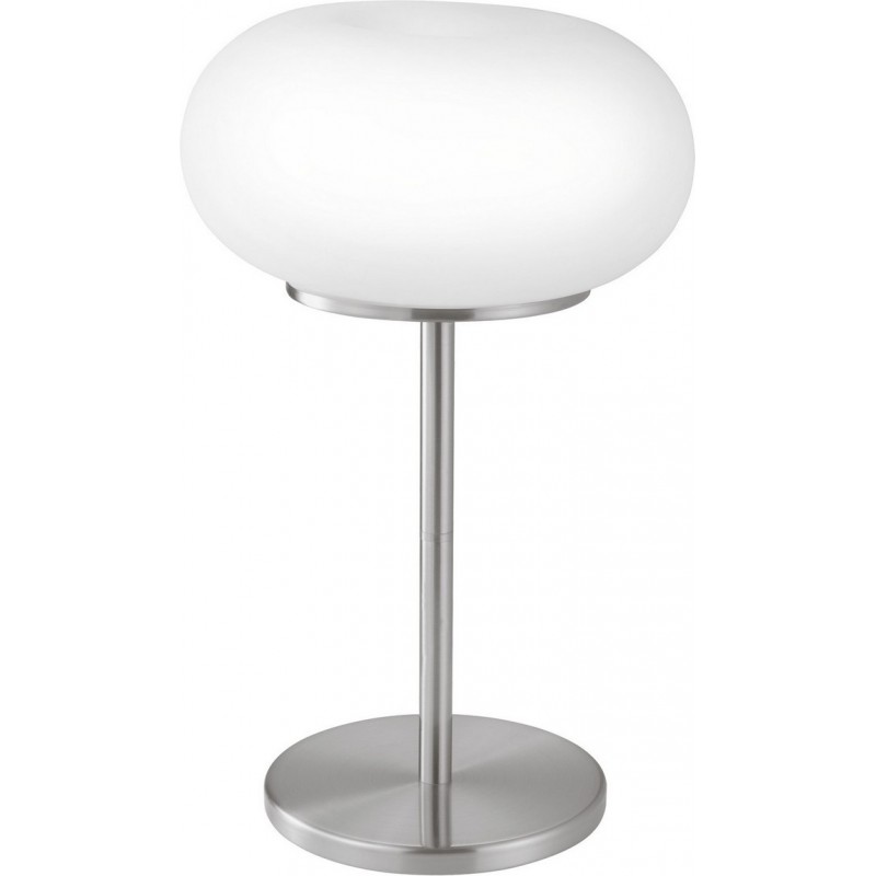 136,95 € Free Shipping | Table lamp Eglo Optica 120W Spherical Shape Ø 28 cm. Bedroom, office and work zone. Classic Style. Steel, Glass and Opal glass. White, nickel and matt nickel Color
