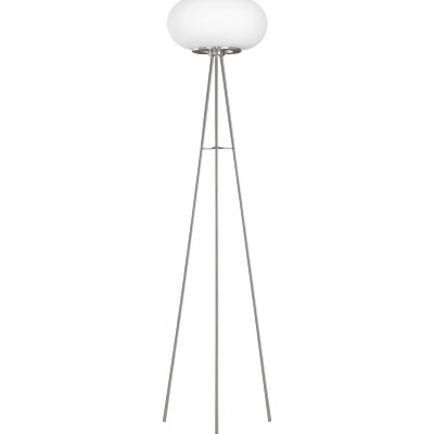 236,95 € Free Shipping | Floor lamp Eglo Optica 120W Cylindrical Shape Ø 35 cm. Dining room, bedroom and office. Modern, design and cool Style. Steel, Glass and Opal glass. White, nickel and matt nickel Color