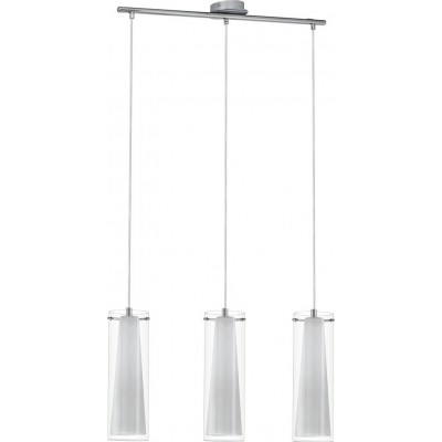123,95 € Free Shipping | Hanging lamp Eglo Pinto 180W Extended Shape 110×73 cm. Living room and dining room. Modern, design and cool Style. Steel, glass and opal glass. White, plated chrome and silver Color