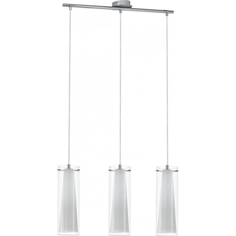149,95 € Free Shipping | Hanging lamp Eglo Pinto 180W Extended Shape 110×73 cm. Living room and dining room. Modern, design and cool Style. Steel, Glass and Opal glass. White, plated chrome and silver Color