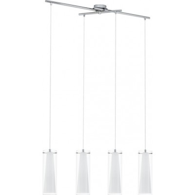 163,95 € Free Shipping | Hanging lamp Eglo Pinto 240W Extended Shape 110×91 cm. Living room and dining room. Modern, design and cool Style. Steel, glass and opal glass. White, plated chrome and silver Color