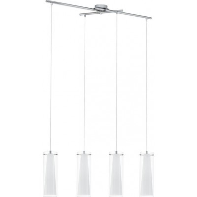 188,95 € Envio grátis | Lâmpada pendurada Eglo Pinto 240W 110×91 cm. Aço, vidro e vidro opalino. Cor branco, cromado e prata