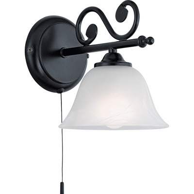 39,95 € Free Shipping | Indoor wall light Eglo Murcia 40W 19×17 cm. Steel and glass. White and black Color