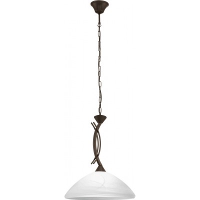 Hanging lamp Eglo Vinovo 60W Conical Shape Ø 36 cm. Living room and dining room. Classic Style. Steel and glass. White, brown and dark brown Color