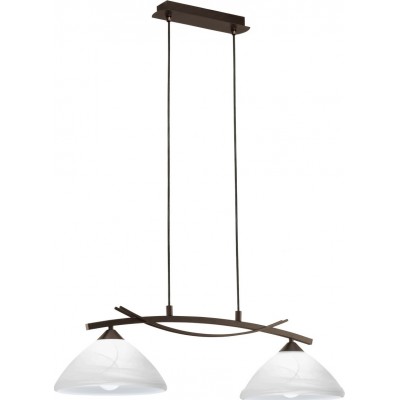 123,95 € Free Shipping | Hanging lamp Eglo Vinovo 120W Extended Shape 110×77 cm. Living room and dining room. Classic Style. Steel and glass. White, brown and dark brown Color