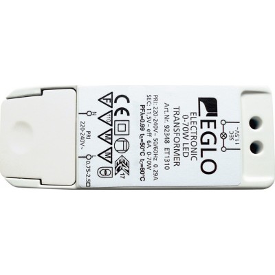 19,95 € Envío gratis | Accesorios de iluminación Eglo 70W 11×4 cm. Transformador con regulación de intensidad Plástico. Color blanco