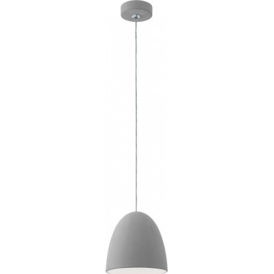 59,95 € Free Shipping | Hanging lamp Eglo Pratella 60W Cylindrical Shape Ø 20 cm. Living room and dining room. Modern and design Style. Ceramic. Gray Color