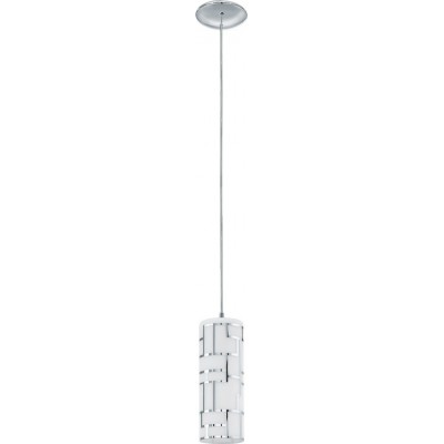 44,95 € Free Shipping | Hanging lamp Eglo Bayman 60W Cylindrical Shape 110×11 cm. Living room and dining room. Modern and design Style. Steel, glass and glass with decoration. White, plated chrome and silver Color