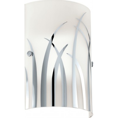 49,95 € Free Shipping | Indoor wall light Eglo Rivato 42W Cylindrical Shape 25×18 cm. Living room and bedroom. Sophisticated Style. Steel, glass and lacquered glass. White, plated chrome and silver Color