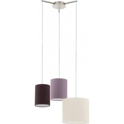 111,95 € Free Shipping | Hanging lamp Eglo Tombolo 180W Cylindrical Shape Ø 54 cm. Living room and dining room. Modern and design Style. Steel and textile. Gray, brown, nickel and matt nickel Color