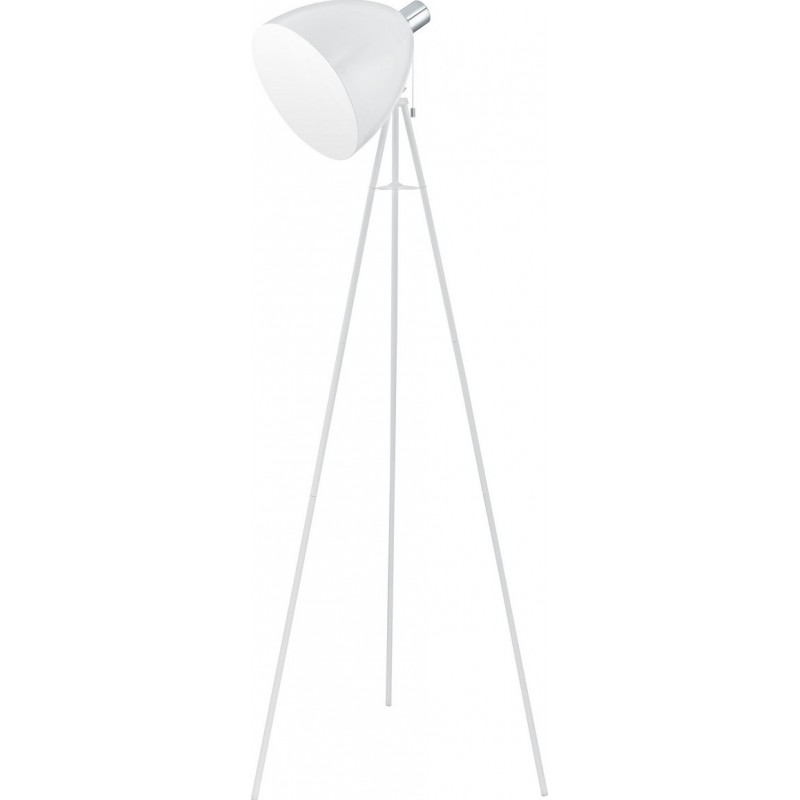 Floor lamp Eglo Don Diego 60W Conical Shape Ø 60 cm. Dining room, bedroom and office. Modern and design Style. Steel. White, plated chrome and silver Color