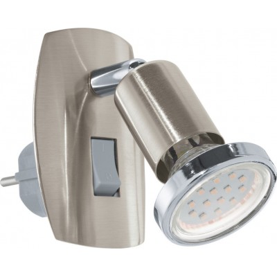 Luce notturna Eglo Mini 4 3W 3000K Luce calda. Forma Cilindrica 10×7 cm. Lampada a spina Camera da letto e zona bambini. Stile moderno e design. Acciaio. Colore cromato, nichel, nichel opaco e argento