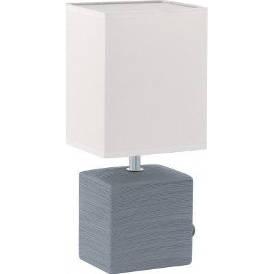 Lámpara de sobremesa Eglo Mataro 40W Forma Cúbica 30×13 cm. Dormitorio, oficina y zona de trabajo. Estilo moderno, diseño y cool. Cerámica y Textil. Color blanco y gris