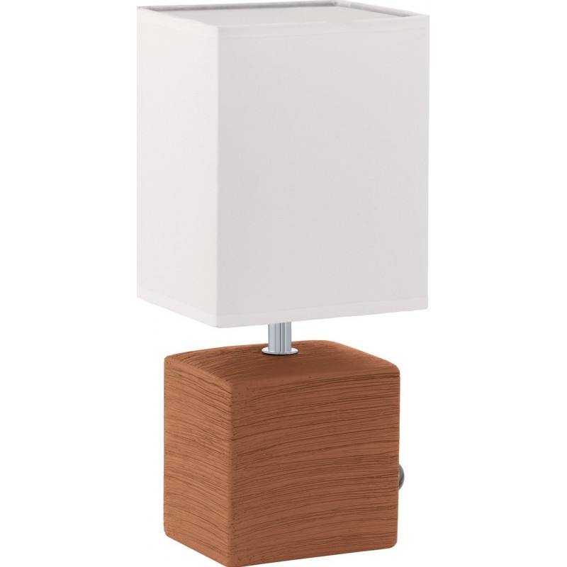 Table lamp Eglo Mataro 40W Cubic Shape 30×13 cm. Bedroom, office and work zone. Modern, design and cool Style. Ceramic and textile. White and brown Color