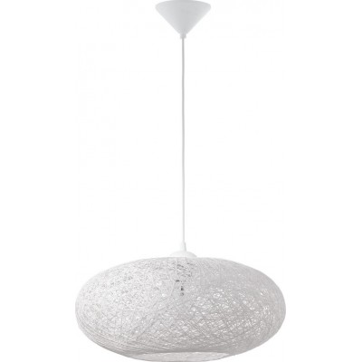 Hanging lamp Eglo Campilo 60W Oval Shape Ø 45 cm. Living room and dining room. Rustic, retro and vintage Style. Plastic. White Color