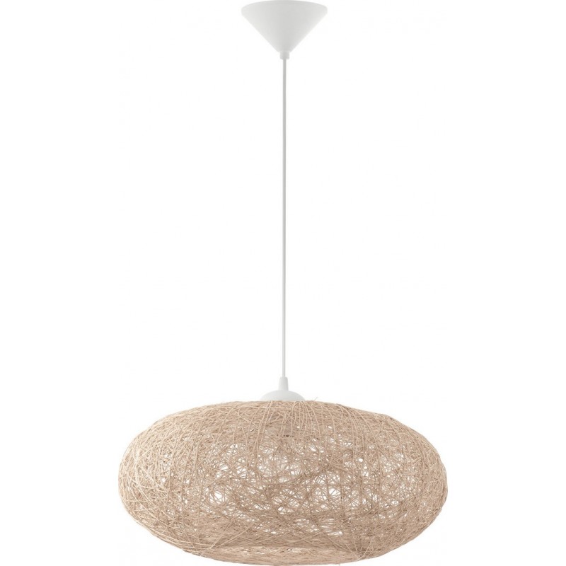 78,95 € Free Shipping | Hanging lamp Eglo Campilo 60W Oval Shape Ø 45 cm. Living room and dining room. Rustic, retro and vintage Style. Plastic. Beige and white Color