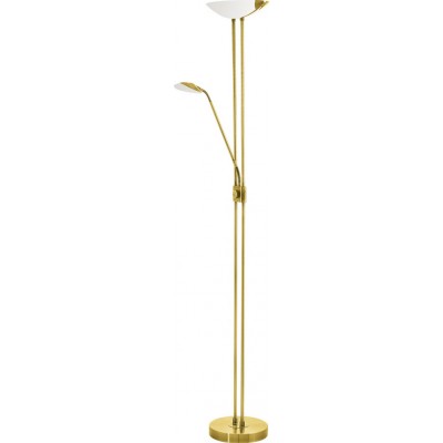 213,95 € Free Shipping | Floor lamp Eglo Baya LED 25W 3000K Warm light. Conical Shape 180×36 cm. Dining room, bedroom and office. Modern and design Style. Steel, plastic and glass. White, golden, brass and satin Color