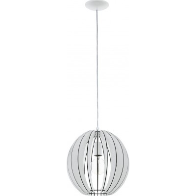 48,95 € Free Shipping | Hanging lamp Eglo Cossano 60W Ø 30 cm. Steel and wood. White Color