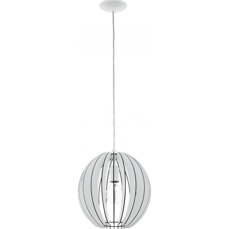 48,95 € Free Shipping | Hanging lamp Eglo Cossano 60W Spherical Shape Ø 30 cm. Living room and dining room. Retro and vintage Style. Steel and wood. White Color