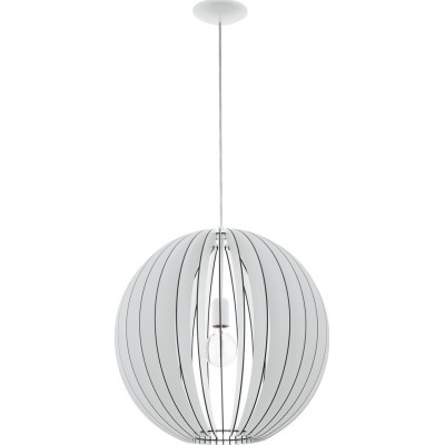 78,95 € Free Shipping | Hanging lamp Eglo Cossano 60W Spherical Shape Ø 50 cm. Living room and dining room. Retro and vintage Style. Steel and wood. White Color