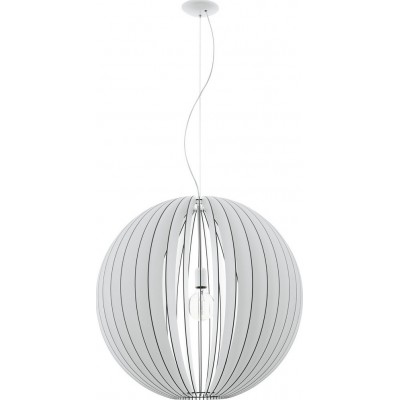 Lâmpada pendurada Eglo Cossano 60W Ø 70 cm. Aço e madeira. Cor branco