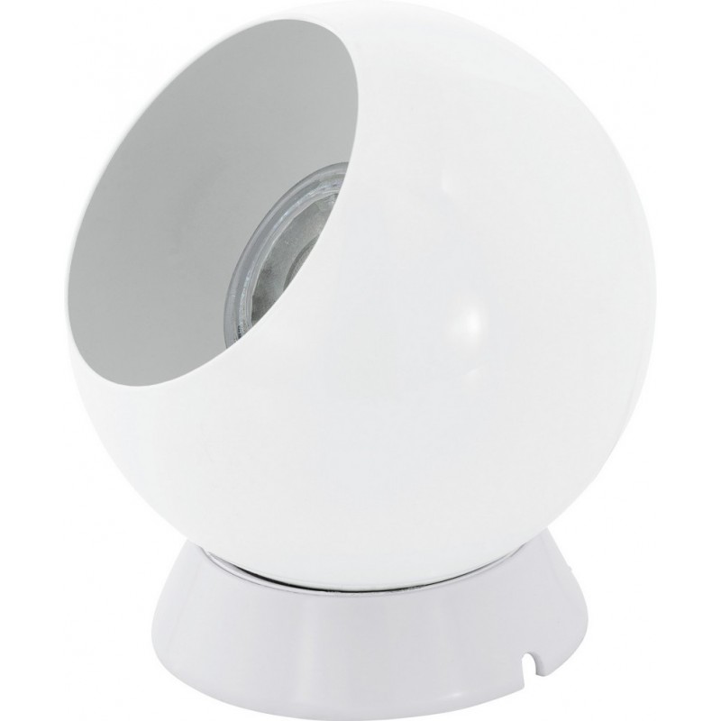 29,95 € Free Shipping | Table lamp Eglo Petto 1 3.5W Spherical Shape Ø 10 cm. Bedroom, office and work zone. Modern, design and cool Style. Steel. White Color