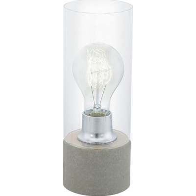 Lámpara de sobremesa Eglo Torvisco 1 60W Forma Cilíndrica Ø 10 cm. Dormitorio, oficina y zona de trabajo. Estilo moderno, diseño y cool. Acero y Vidrio. Color gris