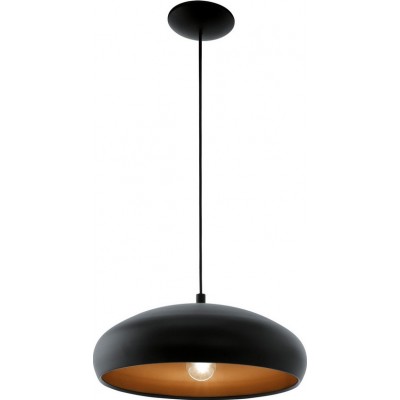 Hanging lamp Eglo Mogano 1 60W Oval Shape Ø 40 cm. Living room, kitchen and dining room. Modern, sophisticated and design Style. Steel. Copper, golden and black Color
