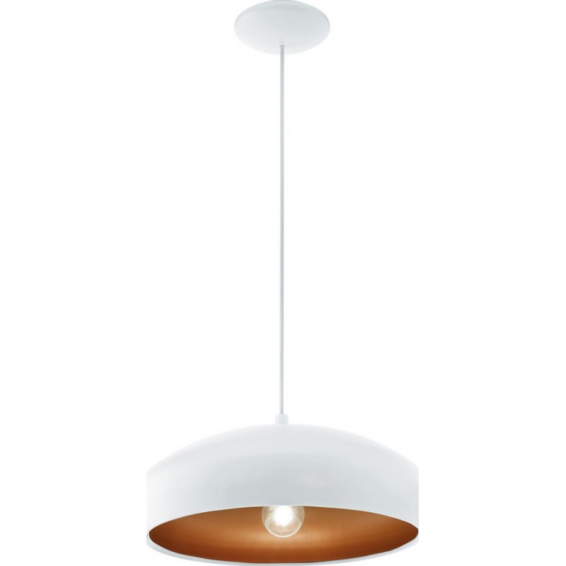 75,95 € Free Shipping | Hanging lamp Eglo Mogano 1 60W Oval Shape Ø 40 cm. Living room, kitchen and dining room. Modern, sophisticated and design Style. Steel. White, copper and golden Color
