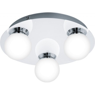 108,95 € Free Shipping | Indoor ceiling light Eglo Mosiano 10W 3000K Warm light. Spherical Shape Ø 29 cm. Living room, dining room and bedroom. Steel, stainless steel and glass. White, plated chrome and silver Color