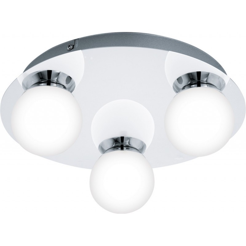 94,95 € Free Shipping | Ceiling lamp Eglo Mosiano 10W 3000K Warm light. Spherical Shape Ø 29 cm. Living room, dining room and bedroom. Steel, Stainless steel and Glass. White, plated chrome and silver Color
