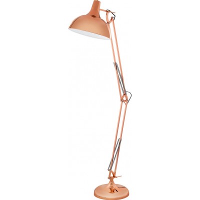 269,95 € Free Shipping | Floor lamp Eglo Borgillio 60W Conical Shape 190×38 cm. Dining room, bedroom and office. Modern, design and cool Style. Steel. Copper and golden Color