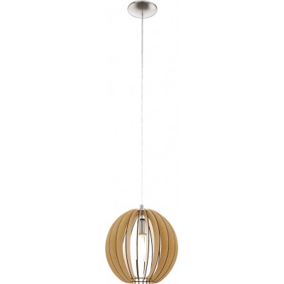 53,95 € Free Shipping | Hanging lamp Eglo Cossano 60W Spherical Shape Ø 30 cm. Living room, kitchen and dining room. Rustic, retro and vintage Style. Steel and wood. Brown, nickel, matt nickel and light brown Color