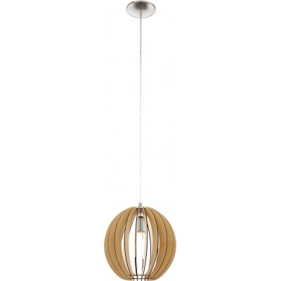 Hanging lamp Eglo Cossano 60W Ø 30 cm. Steel and wood. Brown, nickel, matt nickel and light brown Color