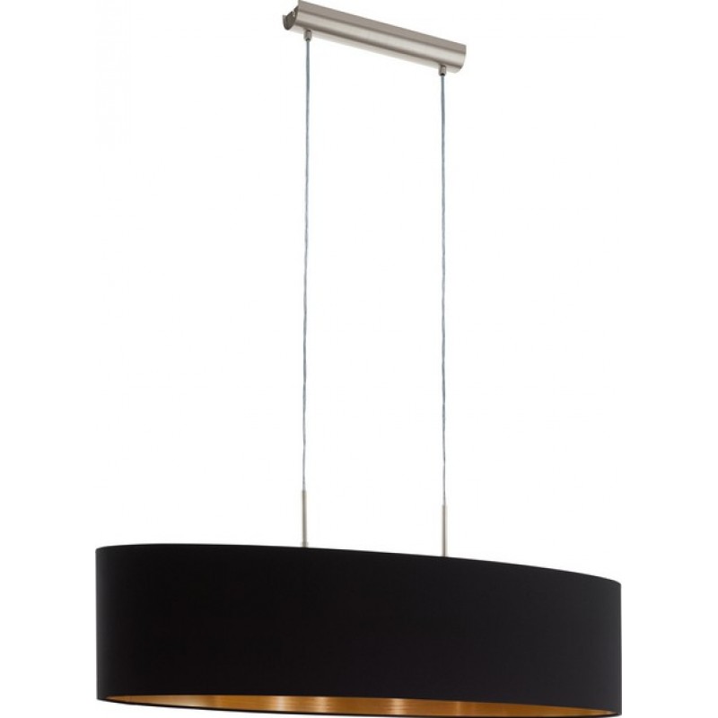 Hanging lamp Eglo Pasteri 120W Extended Shape 110×100 cm. Living room, kitchen and dining room. Modern, sophisticated and design Style. Steel and textile. Copper, golden, black, nickel and matt nickel Color