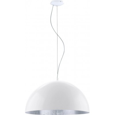 Hanging lamp Eglo Gaetano 1 60W Spherical Shape Ø 53 cm. Living room, kitchen and dining room. Modern, sophisticated and design Style. Steel. White and silver Color