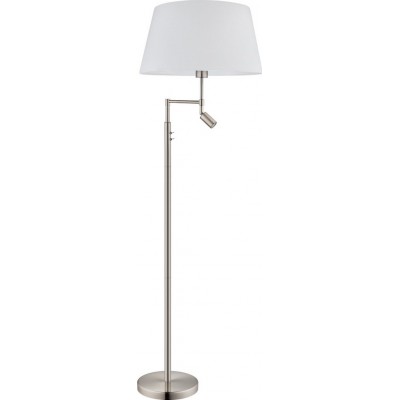 149,95 € Free Shipping | Floor lamp Eglo Santander 62W 3000K Warm light. Ø 50 cm. Steel and textile. White, nickel and matt nickel Color