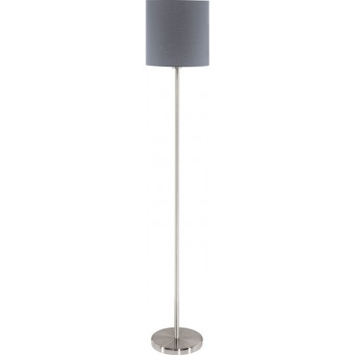 82,95 € Free Shipping | Floor lamp Eglo Pasteri 60W Cylindrical Shape Ø 28 cm. Dining room, bedroom and office. Modern, design and cool Style. Steel and textile. Gray, nickel and matt nickel Color