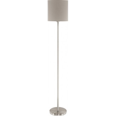Lámpara de pie Eglo Pasteri 60W Forma Cilíndrica Ø 28 cm. Comedor, dormitorio y oficina. Estilo moderno, diseño y cool. Acero y Textil. Color gris, níquel y níquel mate